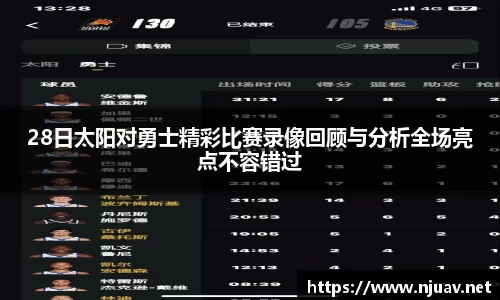 28日太阳对勇士精彩比赛录像回顾与分析全场亮点不容错过